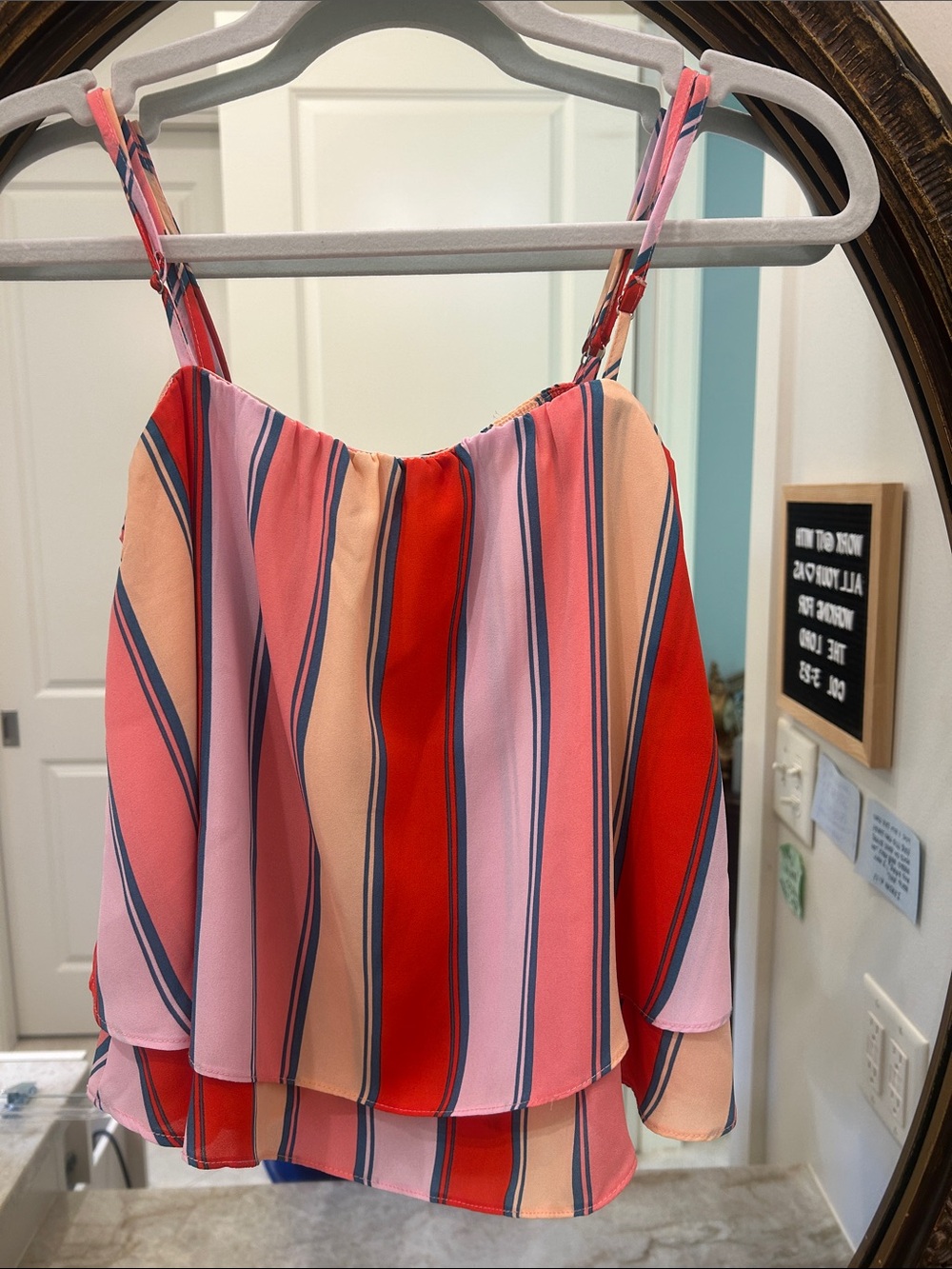 Buddy Love Pink, Red & Peach Striped Layered Cami